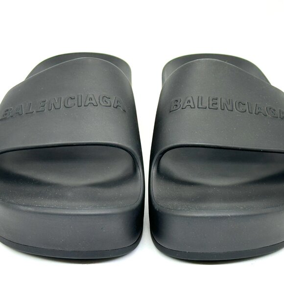 BALENCIAGA MONOSLIDE Sandals Mono Slides Rubber Pool Mules Shoes Black - Picture 8 of 16
